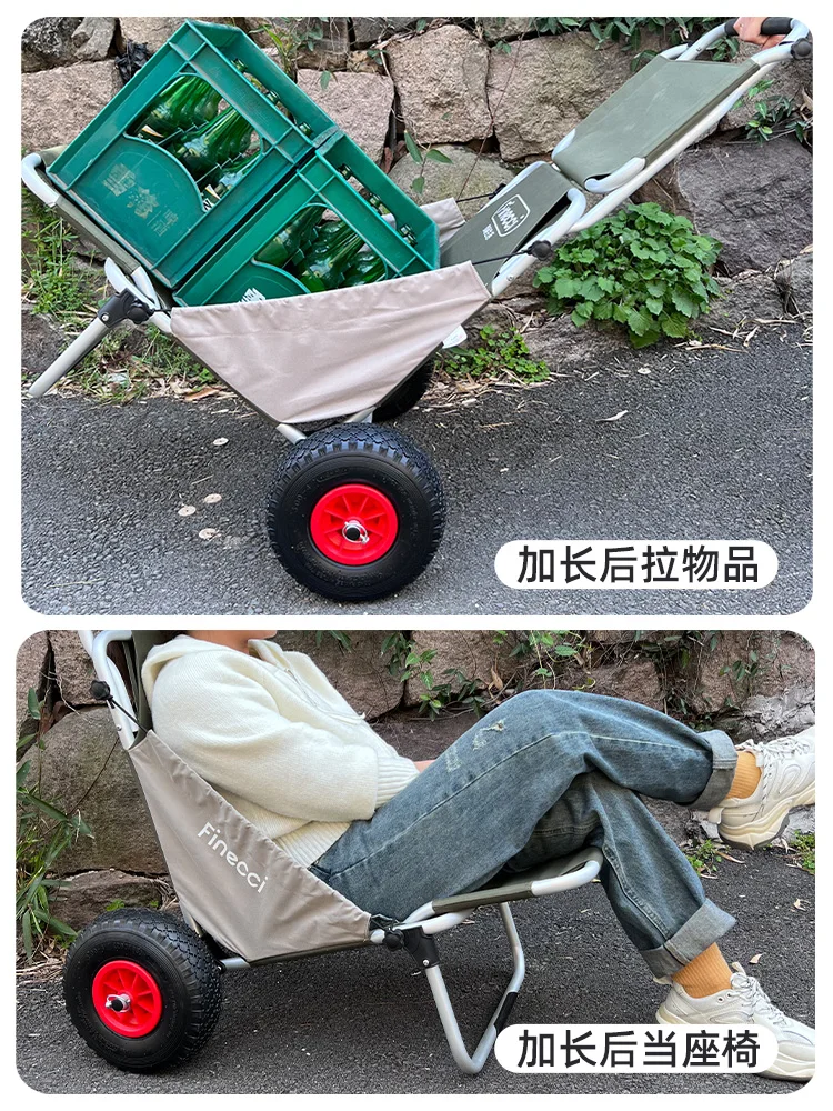 Folding Hand Cart for Camping, Outdoor Jogging Car, Small Trailer, Fishing Car, Black Pit Cart