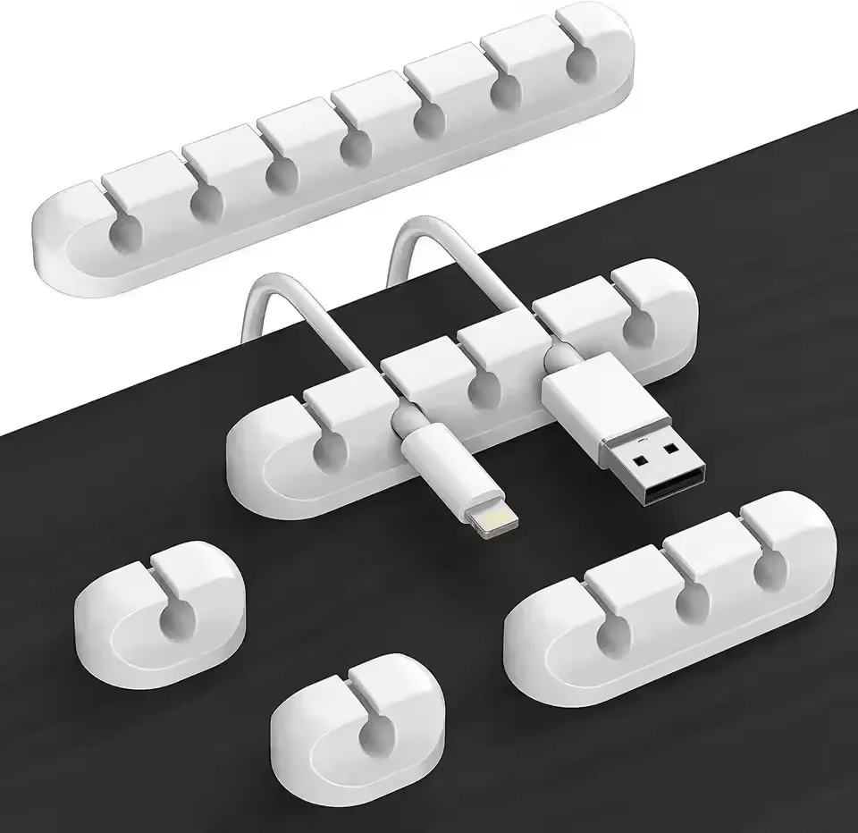 Organisateur de câbles en silicone, clips de gestion de câbles USB auto-adhésifs pour souris, clavier, casque, voiture, iPhone