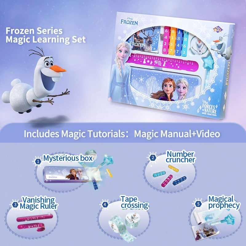 Disney Magic Tricks FROZEN Elsa Magic Set Primary School Children Funny Learning Gift Box Birthday Gift Study Stationery Set