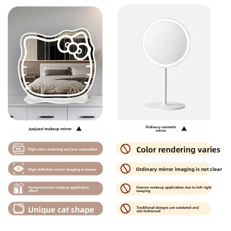 Make-upspiegel met lamp Meisjesslaapkamer Desktop Schoonheidsspiegel Smart Led Dressoir Dressing Spiegel Make-upspiegel Compacte spiegel
