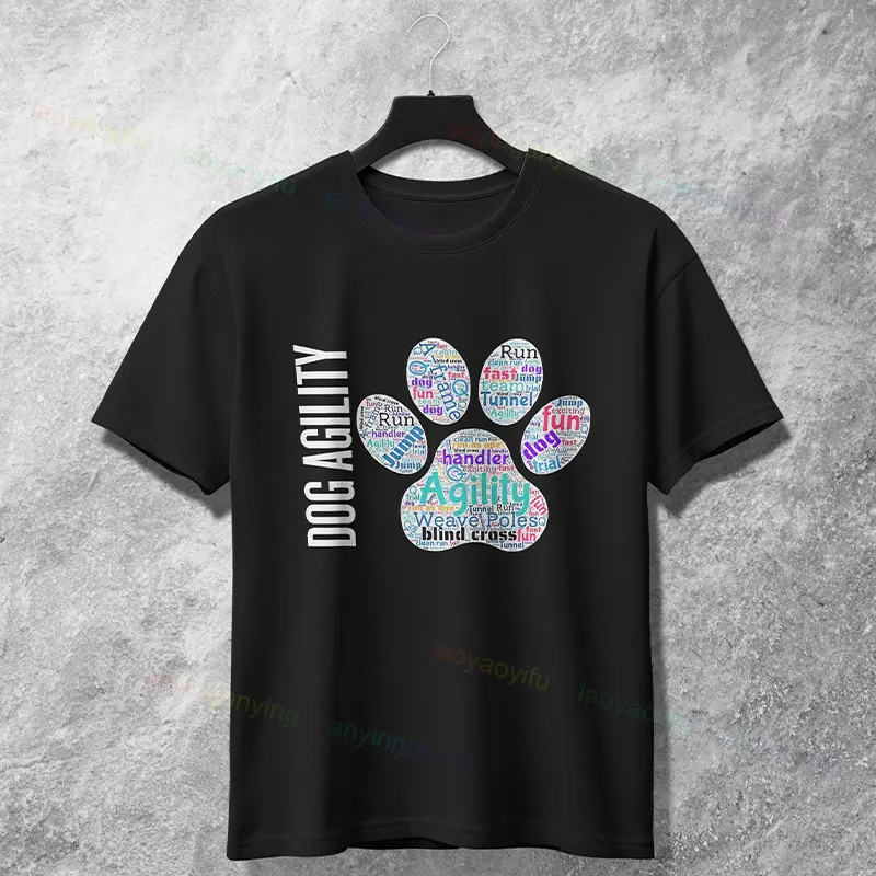 เสื้อยืดลายกราฟิกสุนัขตลก Agile Champ ผ้าฝ้ายแท้ แขนสั้น คอกลม เสื้อยืดลำลอง เหมาะสำหรับใส่ในชีวิตประจำวันและเป็นของขวัญ