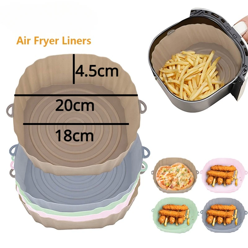 

1pcs Silicone Air Fryers Oven Baking Tray Pizza Fried Chicken Airfryer Silicone Basket Reusable Airfryer Pan Liner Accessories