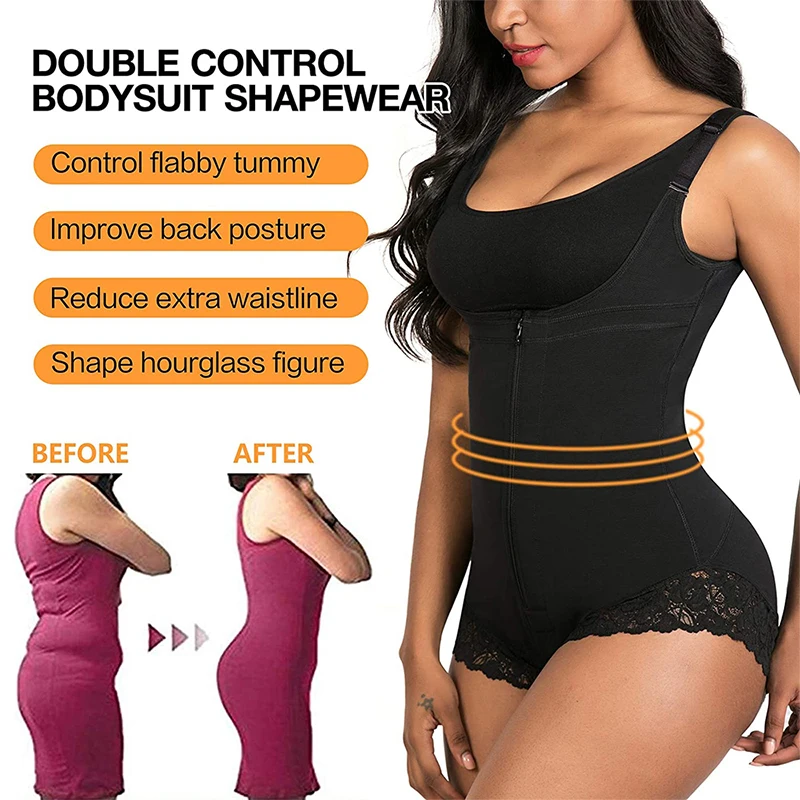 Body Shaper for Women Tummy Control Fajas Colombianas Shapewear Zipper Open Bust Butt Lifter Bodysuit Plus Size Fajas Para Mujer