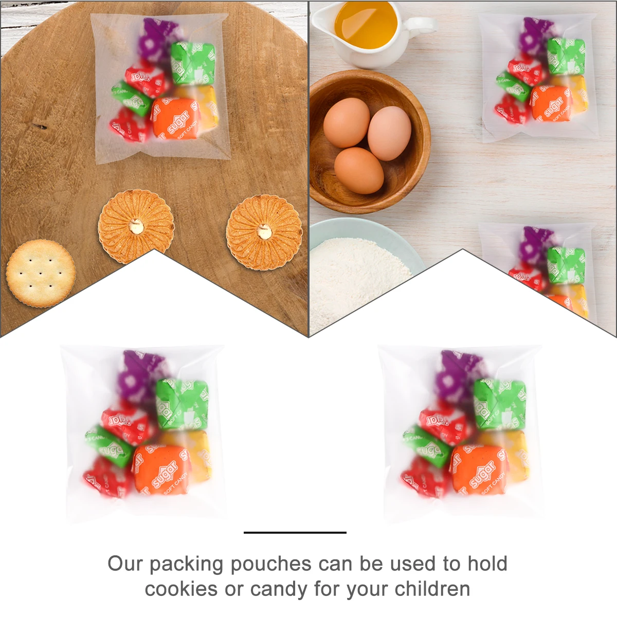 

1000 Pcs Snack Wrapping Bags Biscuit Packaging Cookie Candy Plastic Self Adhesive Biscuits
