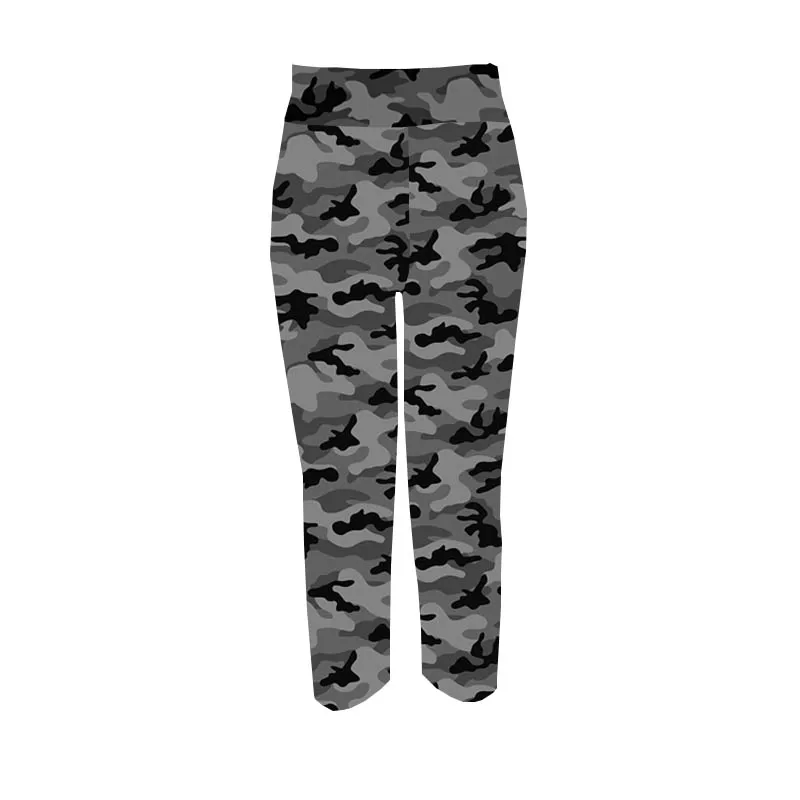 TOIVOTUKSIA-Leggings Capris de camuflagem para mulheres, leggins leite preto, verão, 7