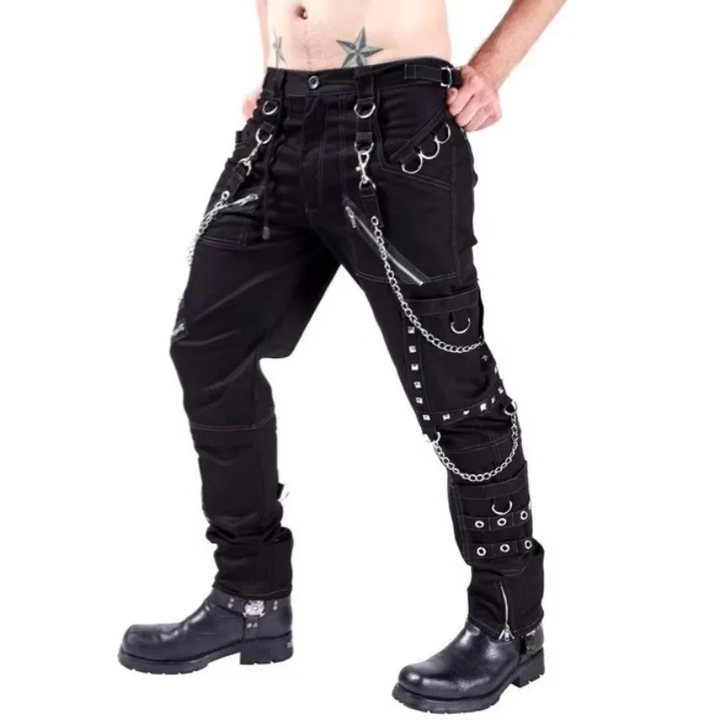 

Personality Casual Pants Men's Gothic Pants Punk Rock Perforated Goods Bondage Pants