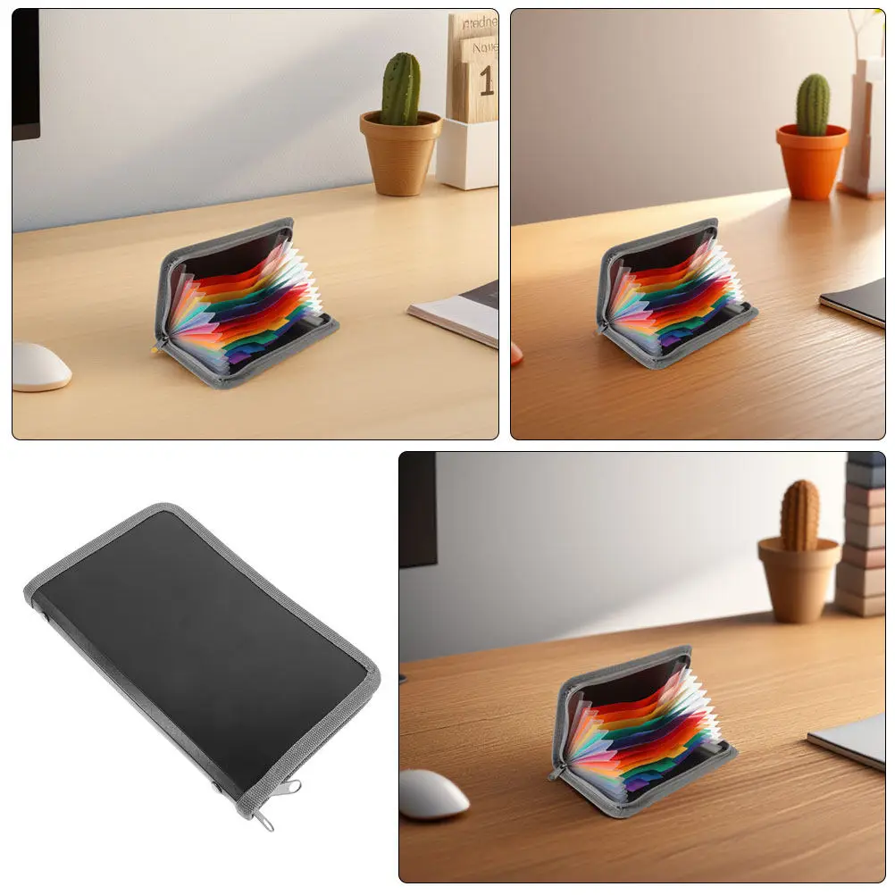 

2Pcs Small Expandable Accordion Folder with Zipper Multi Compartment Document Organizer for Office School Travel Paper