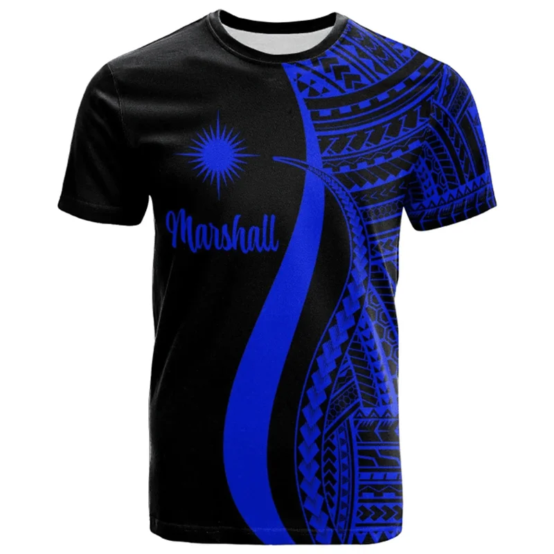FSM Marshall Islands National IndependenceDay 3D Printing T Shirt The Republic-of Marshall Islands Flag Graphic Shorts Sleeves