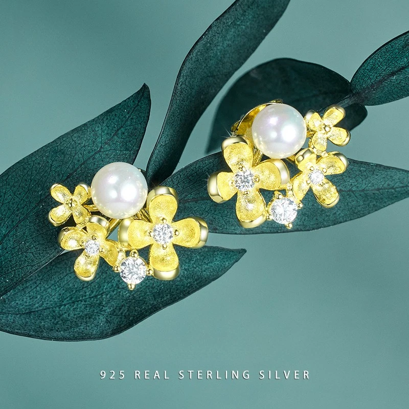 

Modern 925 Sterling Silver Laurel Pearl Earrings Original Minimalist Luxury Ear Jewelry Hypoallergenic Elegant Gift for Women