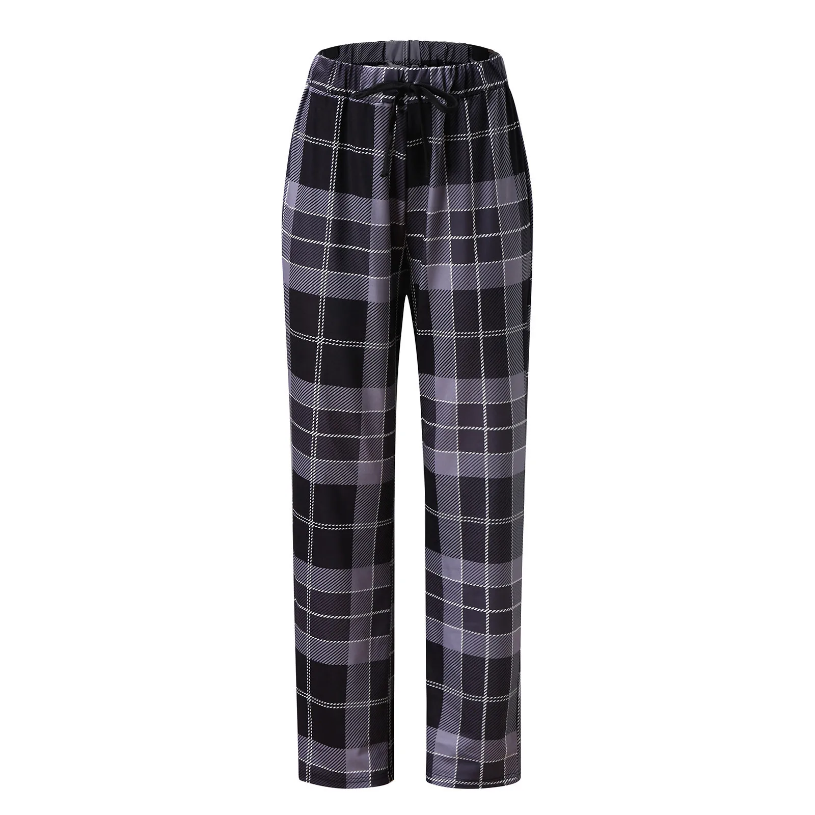 Plaid Pajama Pants Mens Autumn Winter Thermal Sleepwear Pants Smooth Nightgown Drawstring Elastic Tracksuit Pants Man Clothing