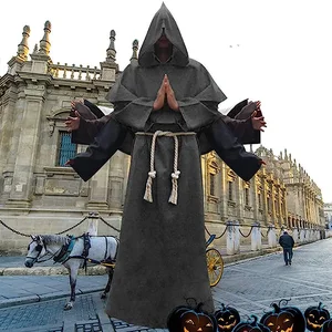 Halloween Wizard Cosplay Costume, Medieval Cloak with Hood, Frei's robes, priest, old clothes, Christian suit, monk 10 Main Sales Women's Medieval Dress - №8