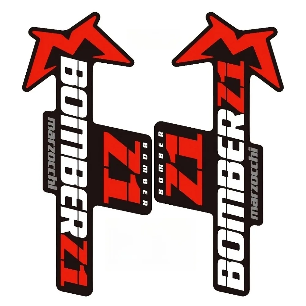 Conjunto de 2 peças de adesivos para garfo dianteiro Marzocchi BOMBER Z1 para bicicleta de montanha.