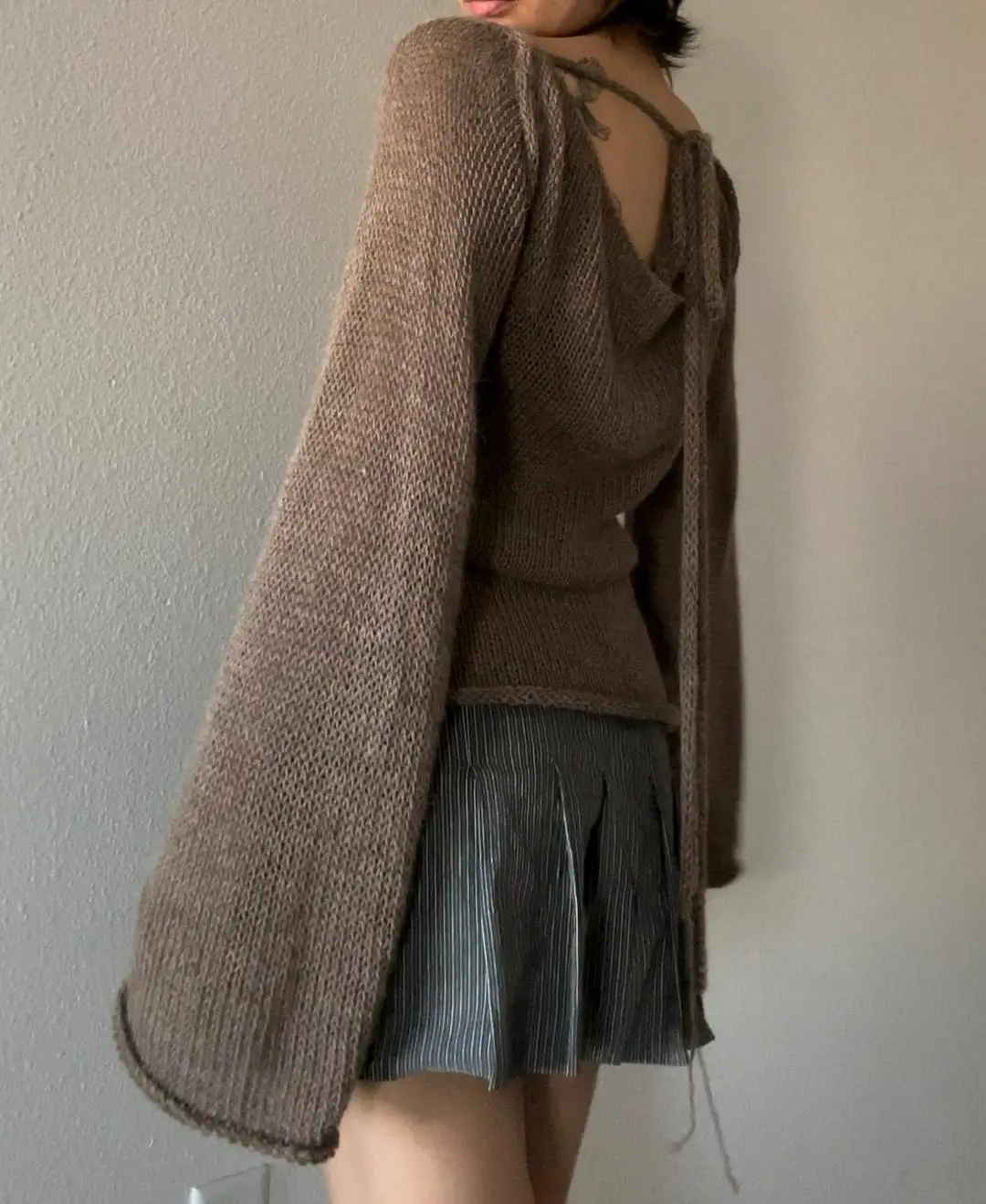 Bild 6: Sexy Backless Pullover Weste Frühling Herbst Einfarbig Temperament Lose Hohl Winter Frau Kleidung Langarm Strap Strickwaren