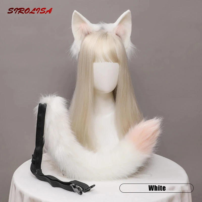 

Women Cute Fox Ear Headband Hairpin Adjustable Cosplay Animal Cat Ears Hair Accessories Tail SetBeast Tail Furry Headdress New