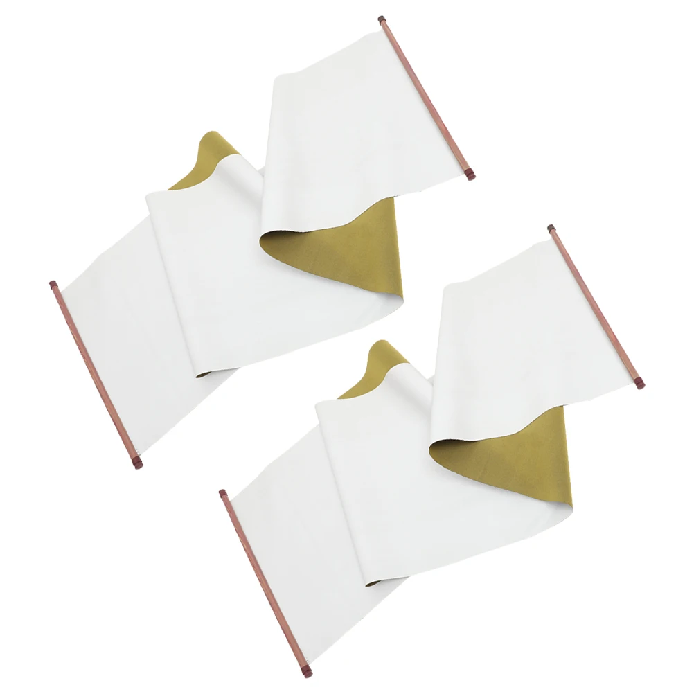 2 قطعة قماش الكتابة المائية الصينية الرجعية التمرير فارغة لممارسة الخط التقليدية الفانيلا PP حصيرة الفنية خمر