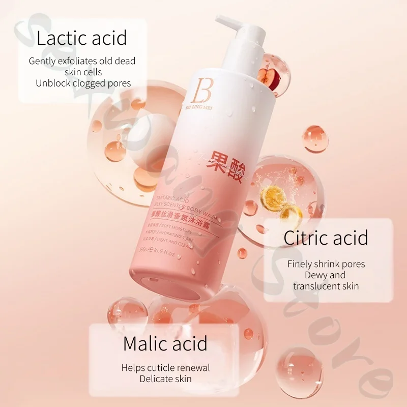 جل الاستحمام المجدد بحمض الفواكه ينظف الزيت ويرطب البشرة ويضيء الجسم بالكامل ويورق عطرًا يدومًا