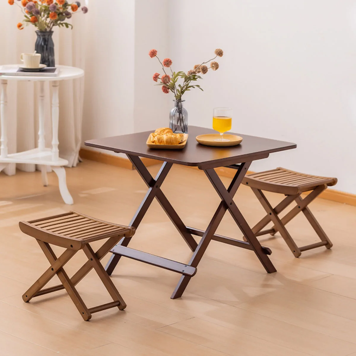 مقعد استحمام محمول قابل للطي من الخيزران - مقعد حمام قابل للطي على طراز السبا للاستحمام والحلاقة واستخدام الساونا، تصميم من الخيزران الطبيعي #5