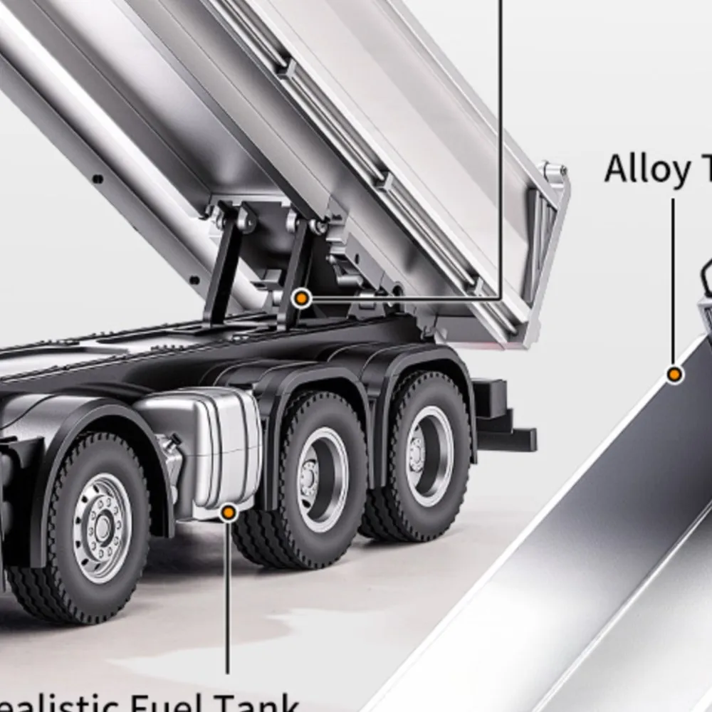 

New HUINA 1536 1/14 RC Dumper Truck 12CH RTR Radio Control Tipper Model Light Sound Effect USB Car with Metal Cabin Gift for Boy