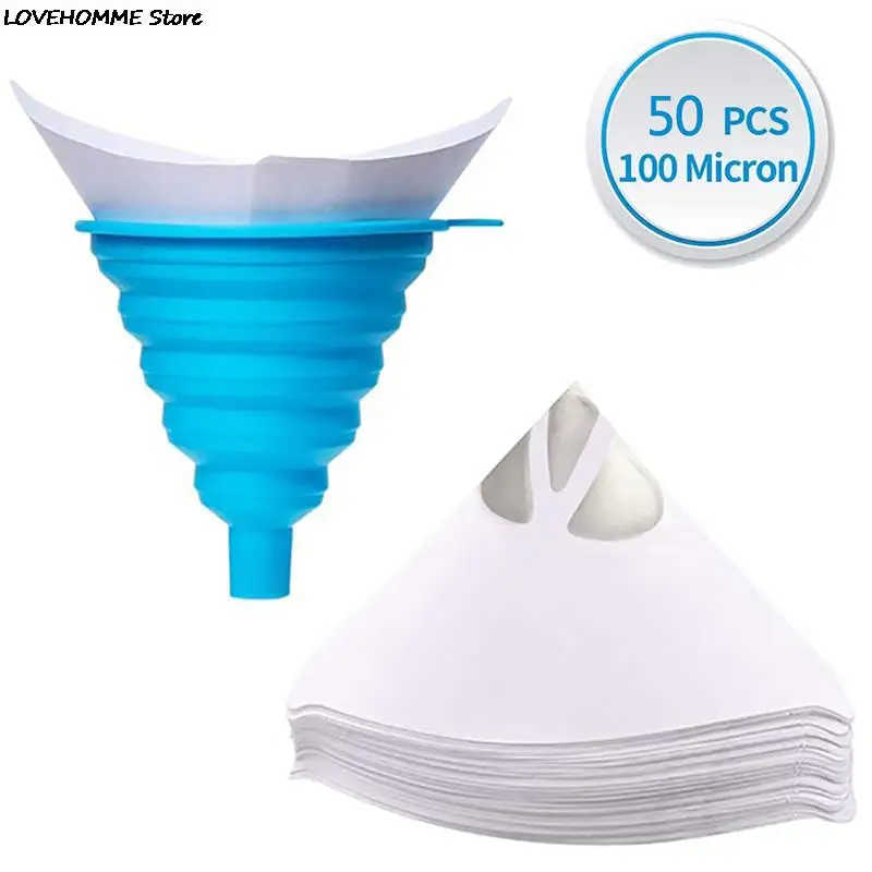 50Pcs Paint Filter Paper Purifying Straining Cup Funnel Disposable Paper 100 Mesh