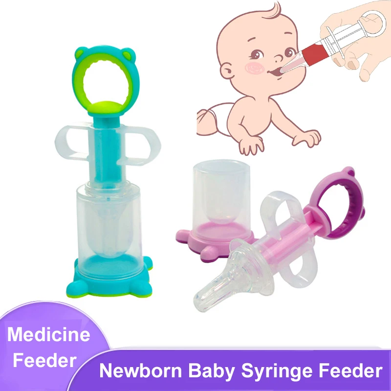 2 Pack Baby Oral Feeding Syringe Pacifier Liquid Medicine Dispenser with Oral Syringe Newborn Baby Syringe Feeder