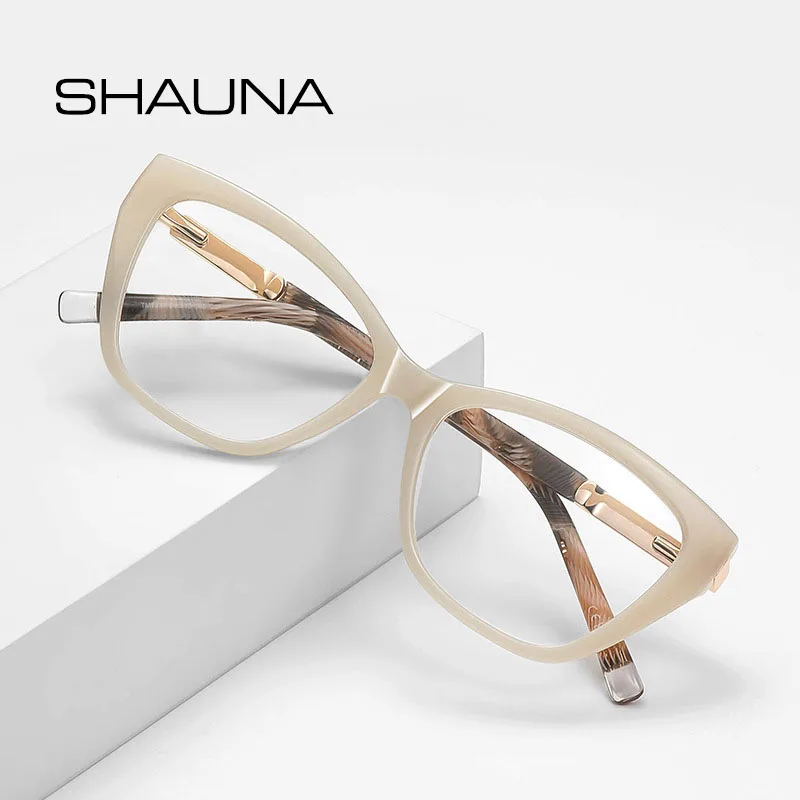 SHAUNA Ins популярные TR90 женские очки в оправе «кошачий глаз» с пружинным шарниром и защитой от синего света, компьютерные оптические очки UV400