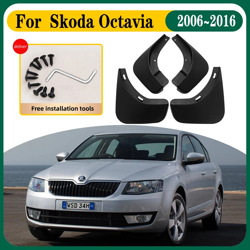 

Автомобильный брызговик для Skoda Octavia MK2 MK3 Scout 2006 ~ 2016, 4 шт., автомобильные брызговики, брызговики, аксессуары для передних и задних крыльев