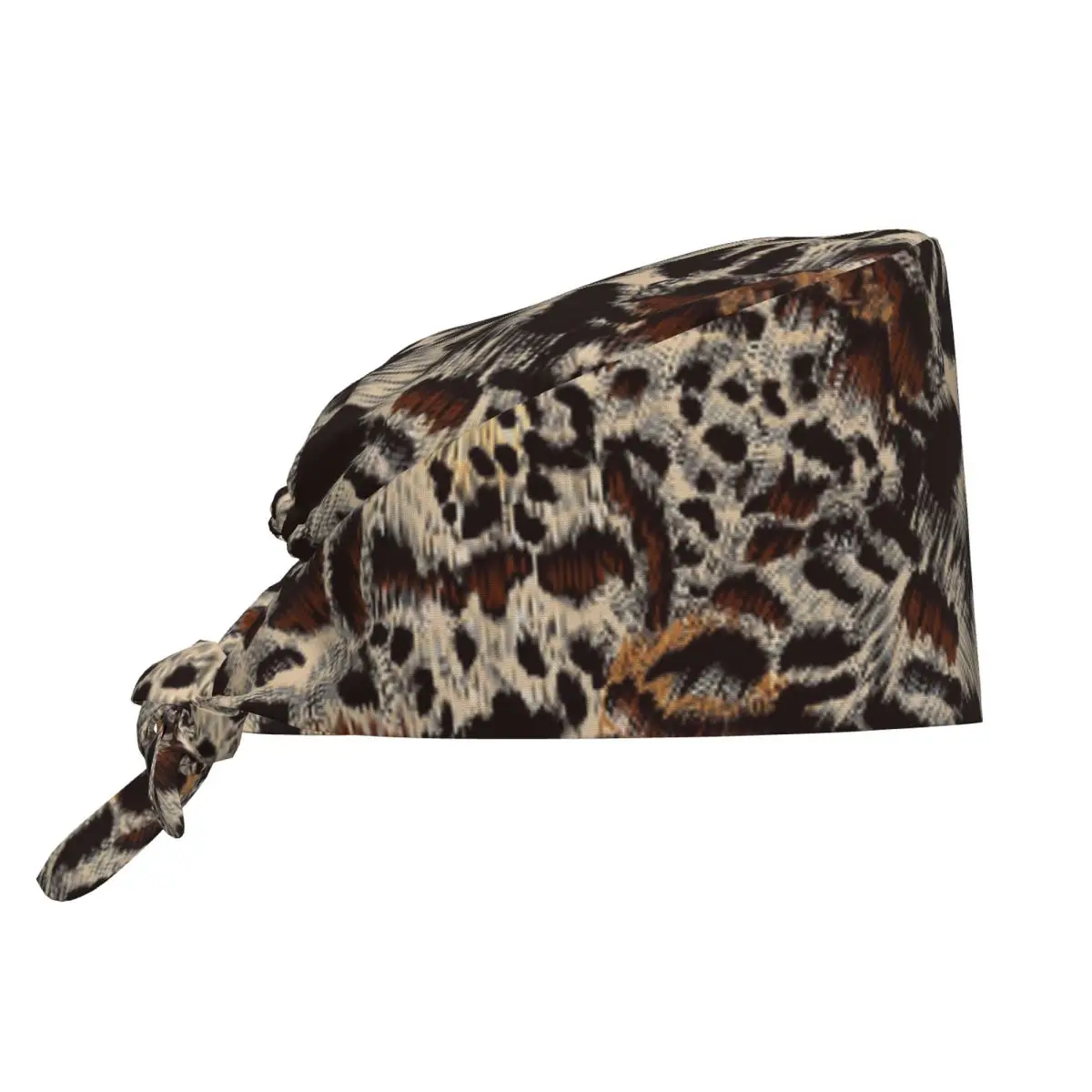 Gorro vegano con estampado artístico de animales, piel de leopardo, textura de piel, cirujano de laboratorio, cuidado quirúrgico de mascotas, gorros de trabajo de enfermería