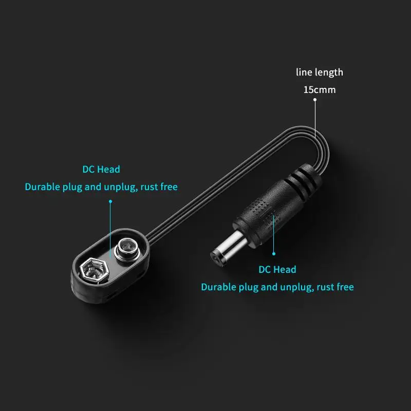 Effect Pedal 9V Battery Clip Converter Male DCJack Plug Power Cable Snap Connector For Guitar Effect Pedal Battery Power Adapte