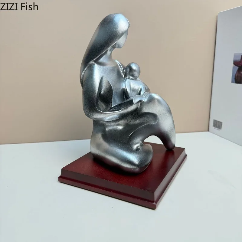 

Абстрактная фигурка из смолы, украшения для персонажей, мама, держащая ребенка, скульптура, статуя персонажа, украшение, модель ручной работы, миниатюры