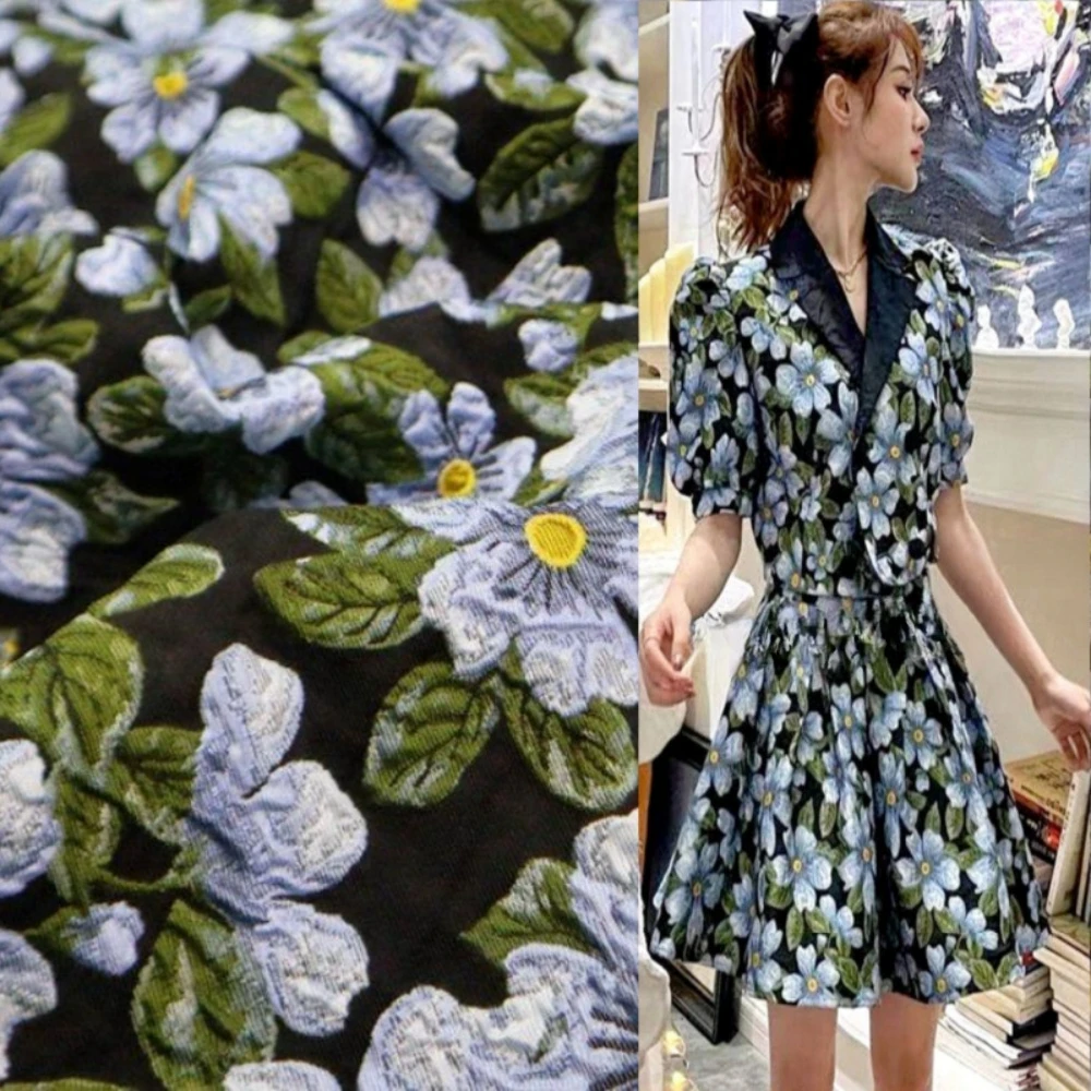 

Ткань жаккардовая с цветочным узором, окрашенная в массе, для пошива платьев, костюмов, пиджаков, модная ткань, европейский дизайн, оптом, на метры