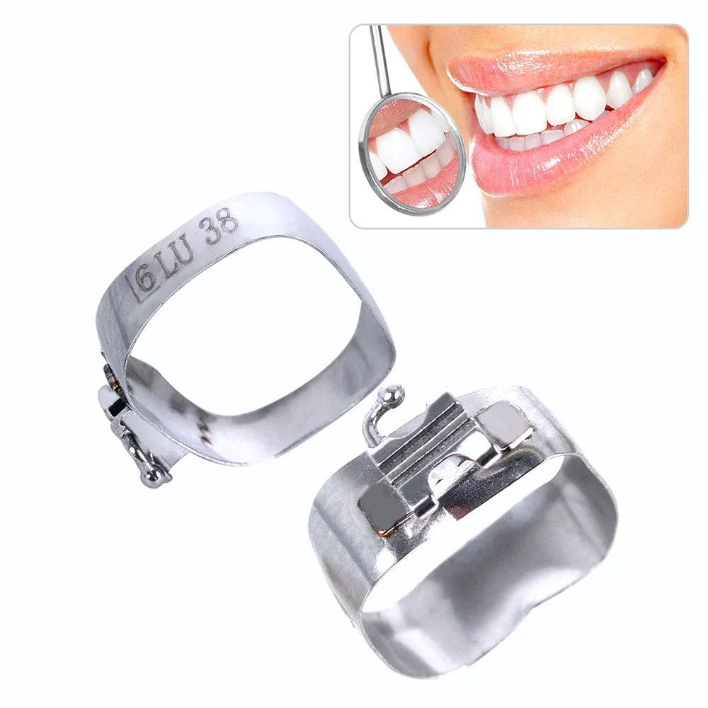 AZDENT 80pcs Dental Orthodontic 1st Molar Bands with Buccal Tube M Series Convertible Roth.022 U/1 L/1 36#-40# Single Tube