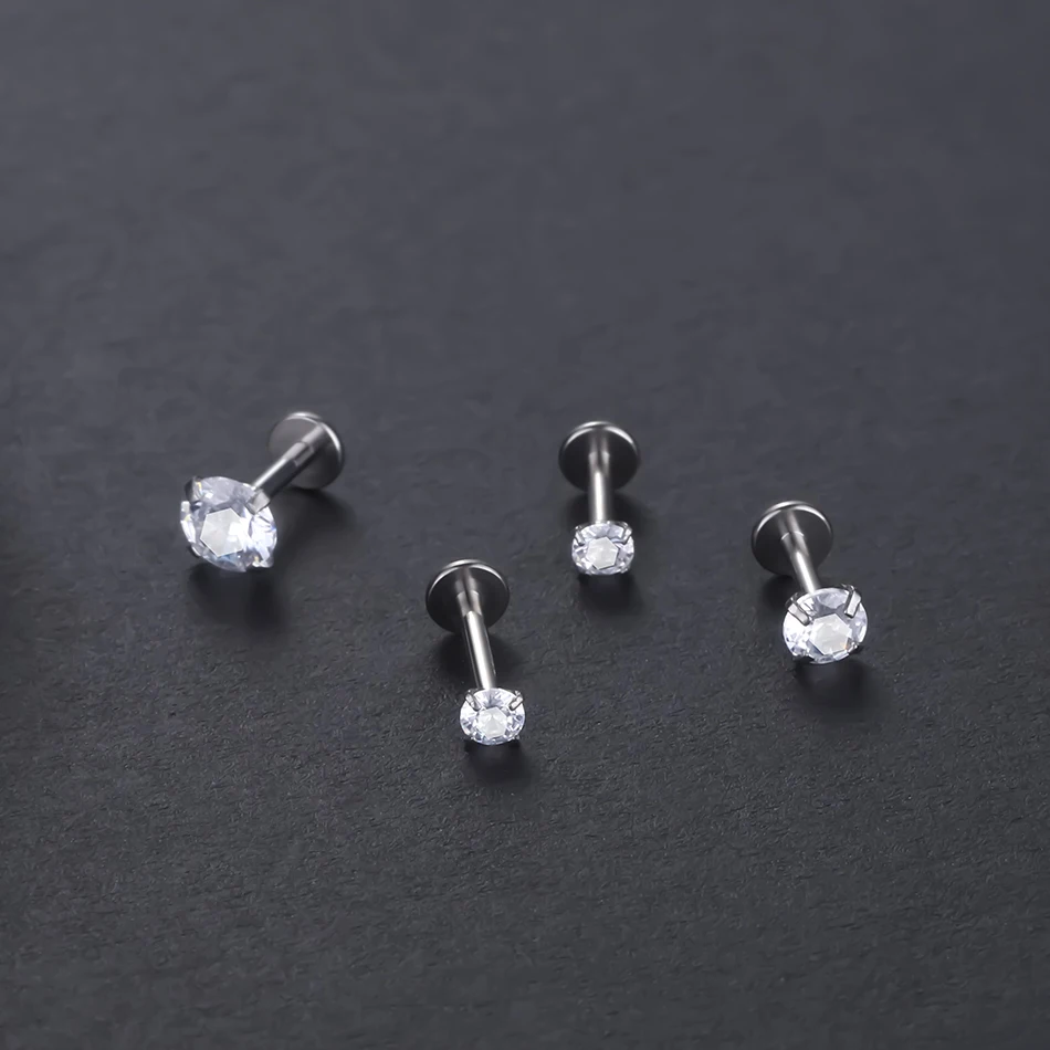 Wholesale G23 Titanium Labret Piercing Internal & External Thread Ear Cartilage Piercing Conch Helix Tragus Rook Pirsing Jewelry