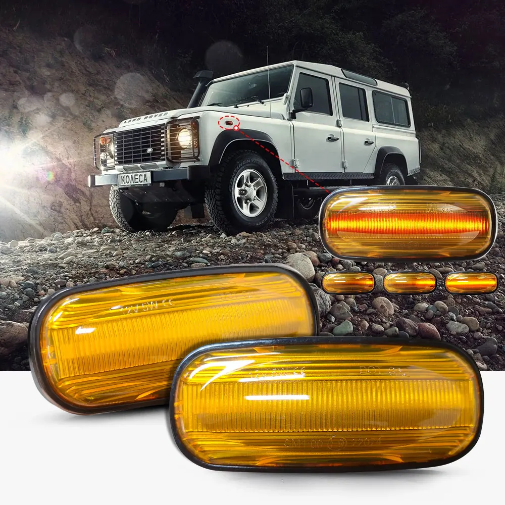 Flowing Water Blinker LED Dynamic Turn Signal Light For Land Rover Discovery  Defender Freelander Side Marker Flashing Indicator