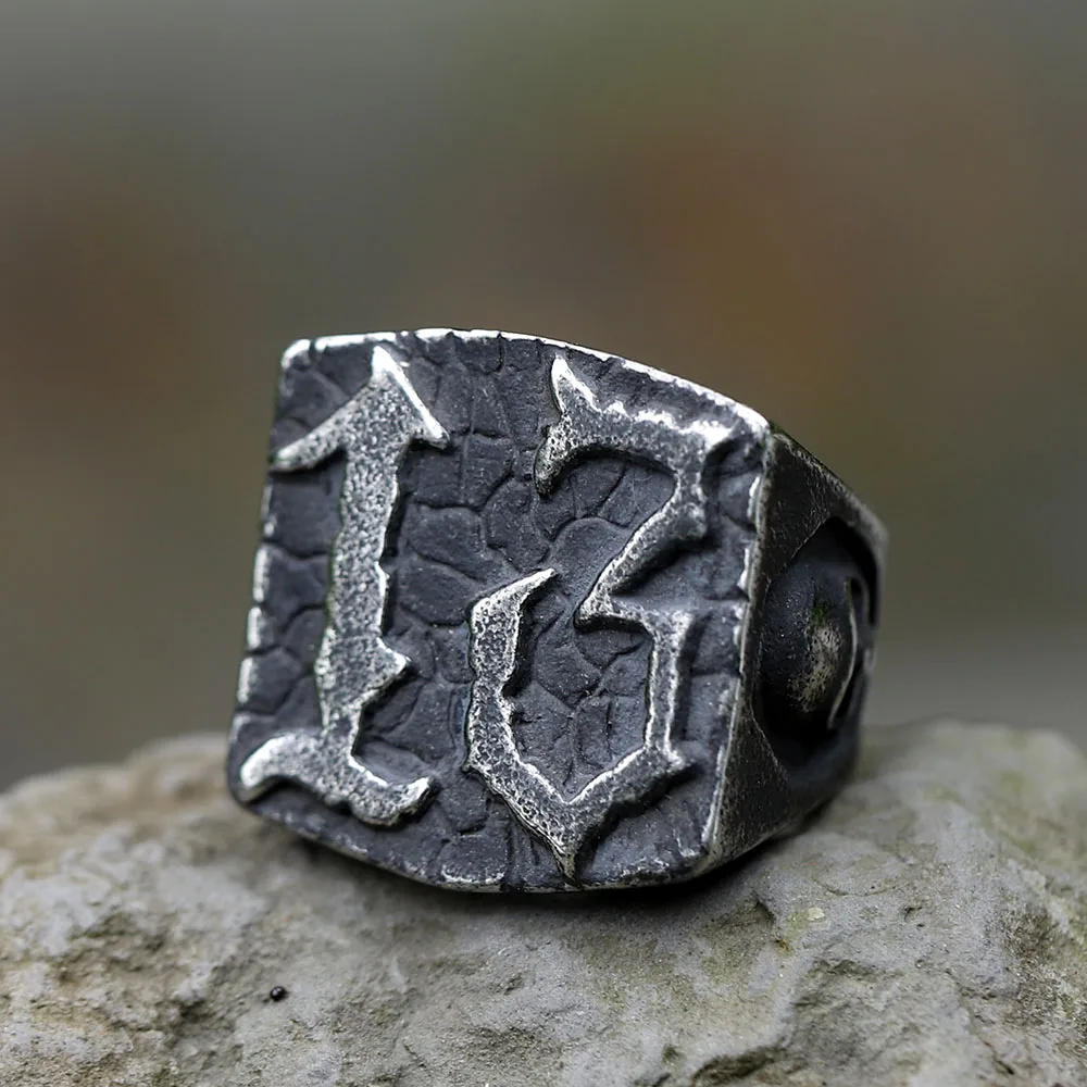 2024 NEW Men\'s 316L stainless-steel rings Punk rock Fashion 13 Letter RING for teens gothic fashion Jewelry Gift free shipping