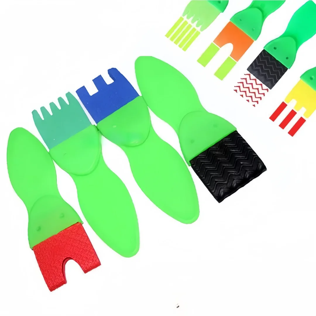 4-piece set of DIY handmade graffiti creative painting tools with green fish handle brushes
