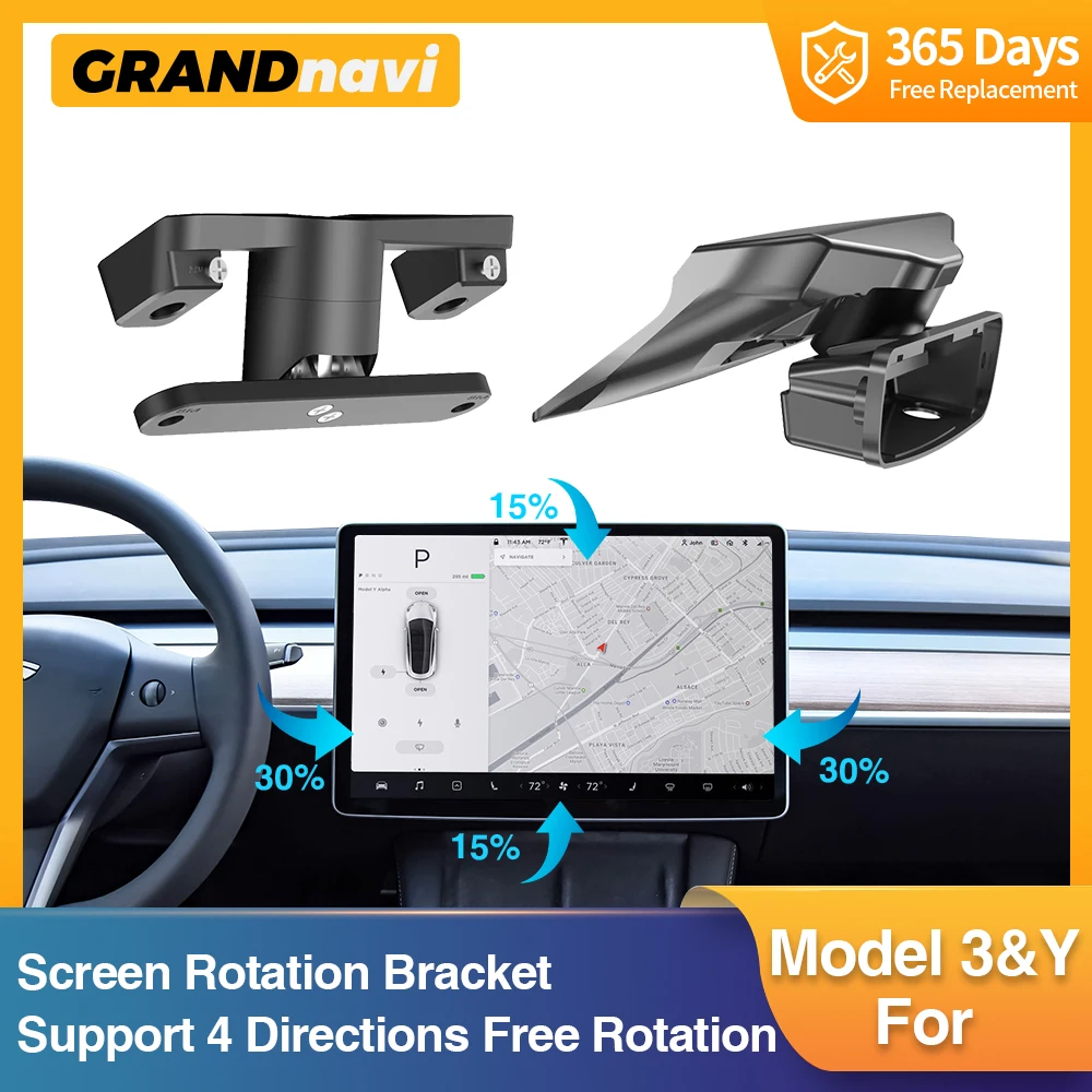 Screen Rotation Bracket For Tesla 2017-2023 Model 3 2019-2024 Model Y For 2024 Model 3 Highland Swivel Mount GPS Navigation