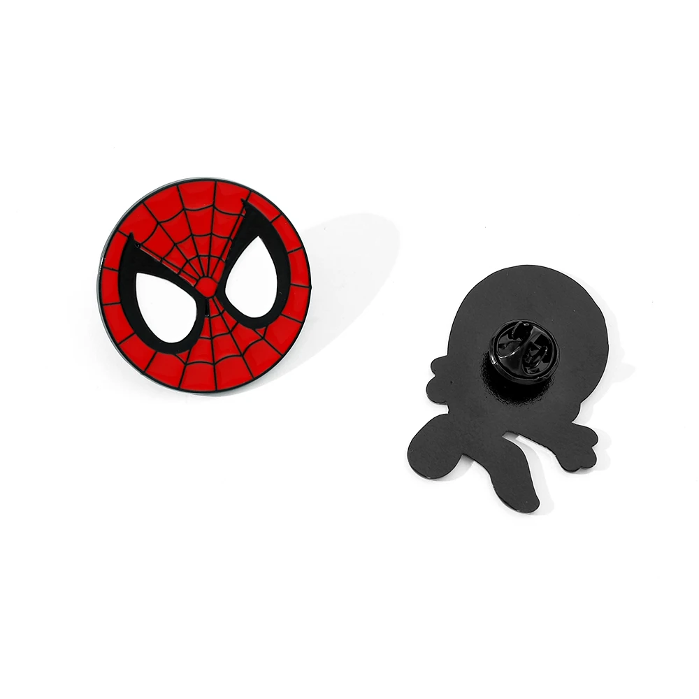 2 Pcs Cute cartoon creative Spider-Man alloy brooch European and American film characters superhero metal badge accessories