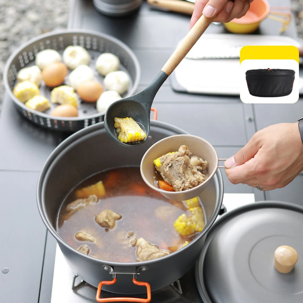 

Алюминиевая портативная кастрюля емкостью 7 5 л для приготовления пищи на открытом воздухе, предназначенная для тушения и кипячения во время кемпинга и пикника.