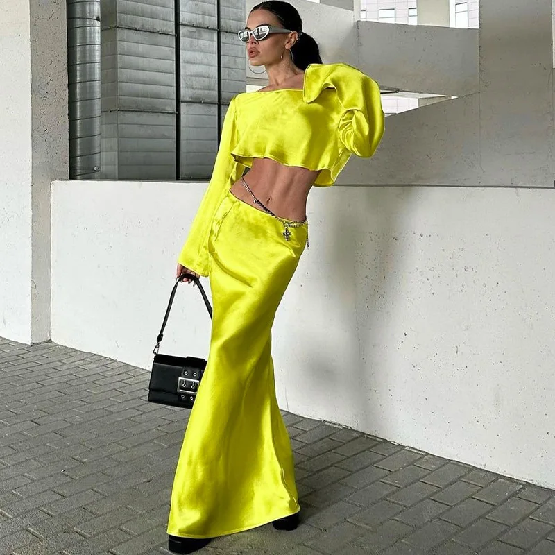 Europe and the United States solid color sexy dress suit spice girls top ladies casual dress party off-the-shoulder umbilical be