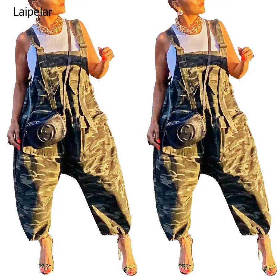 

Women's Camouflage Printing Casual Bib Loose Sling Jumpsuit