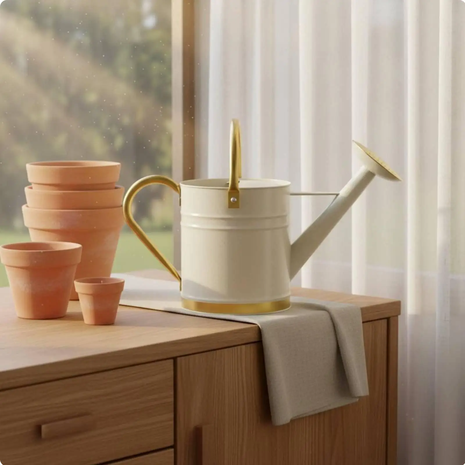 Long Spout Watering Can Leak-Proof Metal Watering Pot for Balcony, Office