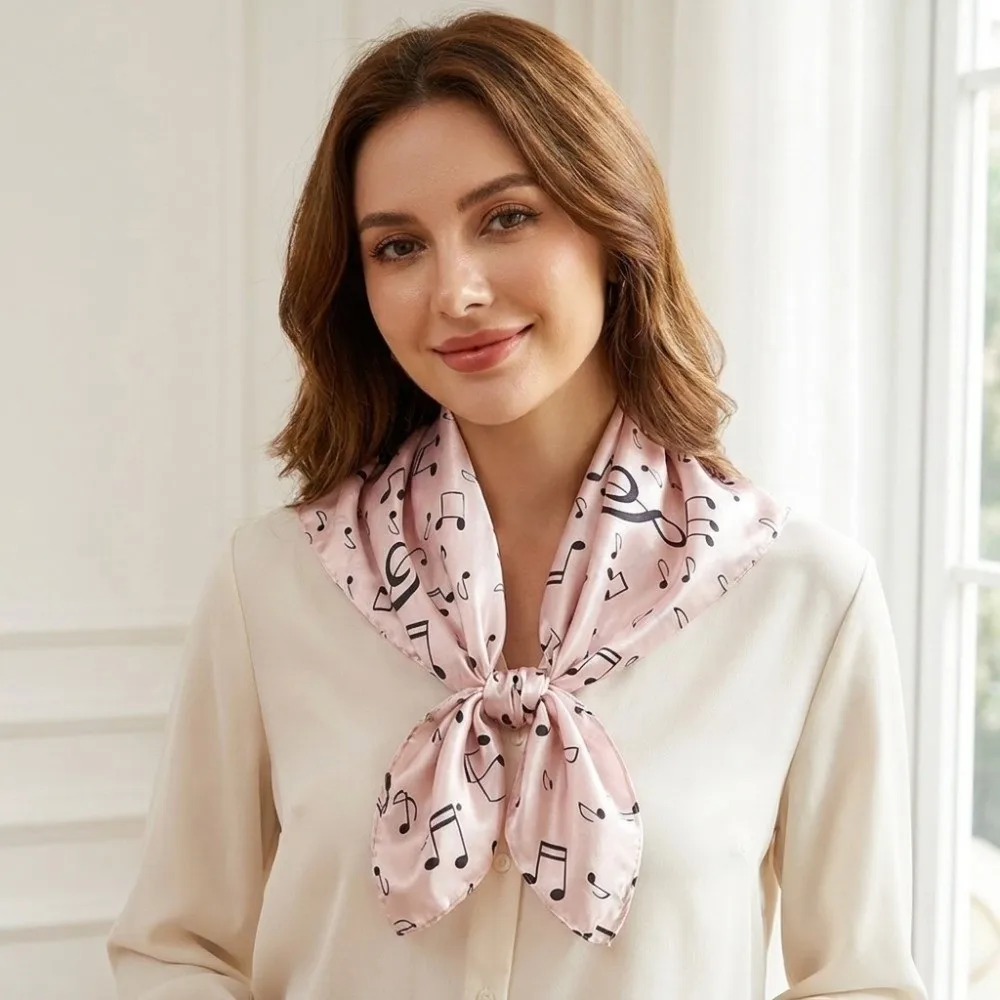 Personalized Breathable Musical Note Shawl Lightweight Large Square Headscarf Hair Band Neck Wrap Women Shawl Beach