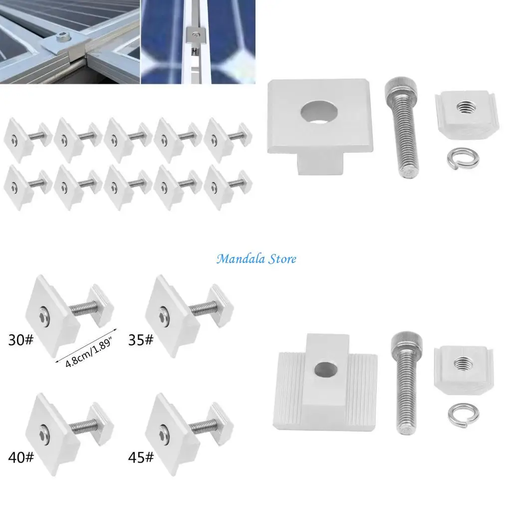 

U2JC Solar Panel Clamps 30/35/40/45mm Solar Panel Bracket Aluminium Mounting Accessories Aluminum Solar Clamp