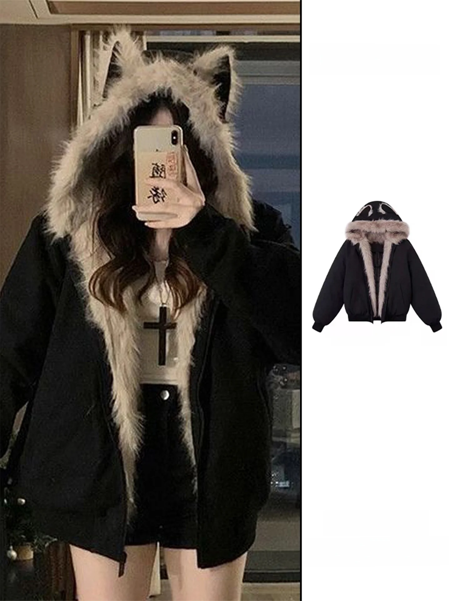 

Женская зимняя утепленная куртка с меховым воротником, на пуху, с длинными рукавами, на молнии, в американском стиле