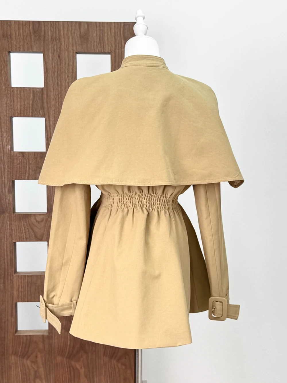 Modphy Gespleißt Fliege Cape Design Taille Gebunden Midi Graben Für Frauen Lange Ärmeln Einreiher Tasche Mantel Vestido Weibliche Neue