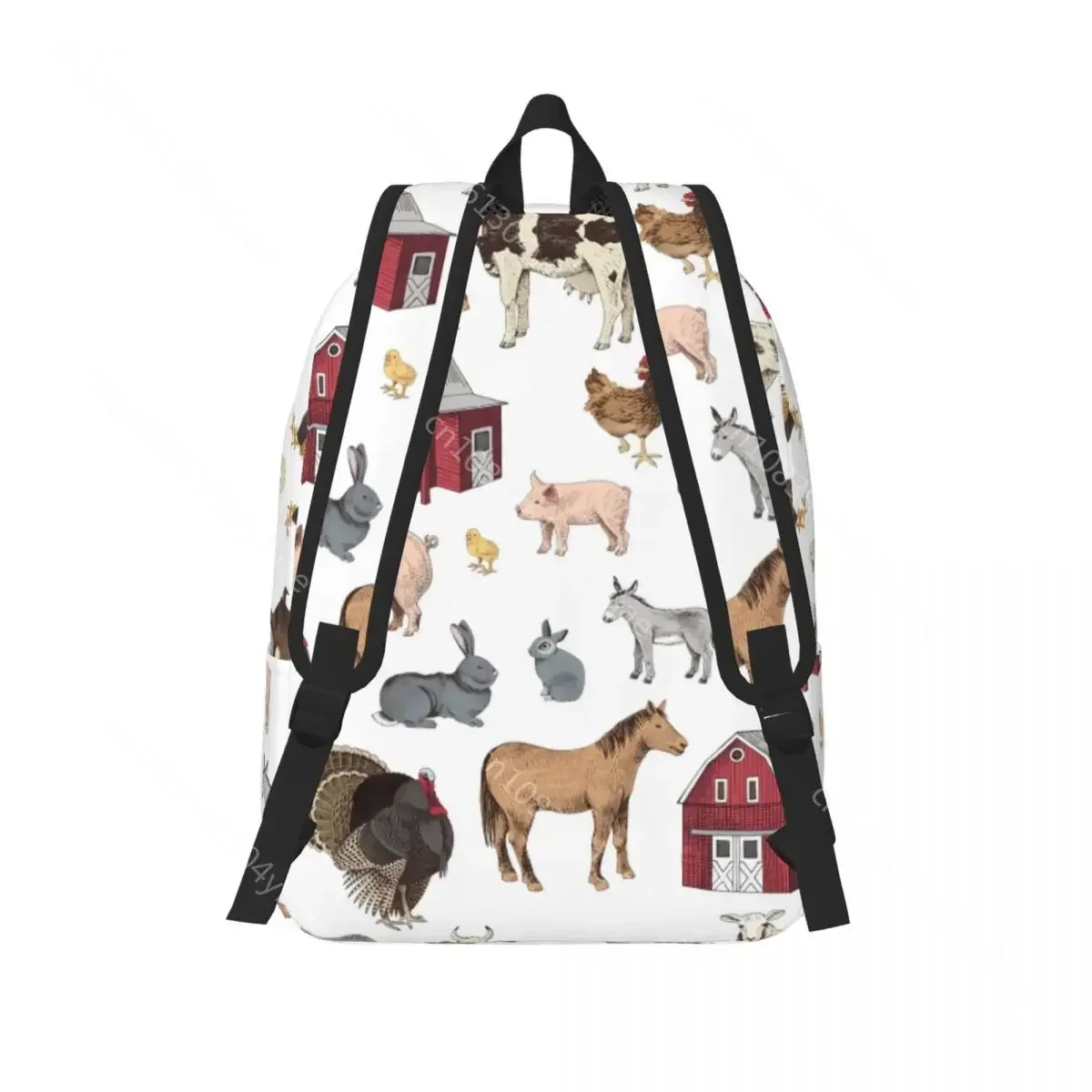 Farm Animals Backpack Farmhouse Village Pet Goose Pig Fun Backpacks Unisex College Breathable High School Bags Design Rucksack