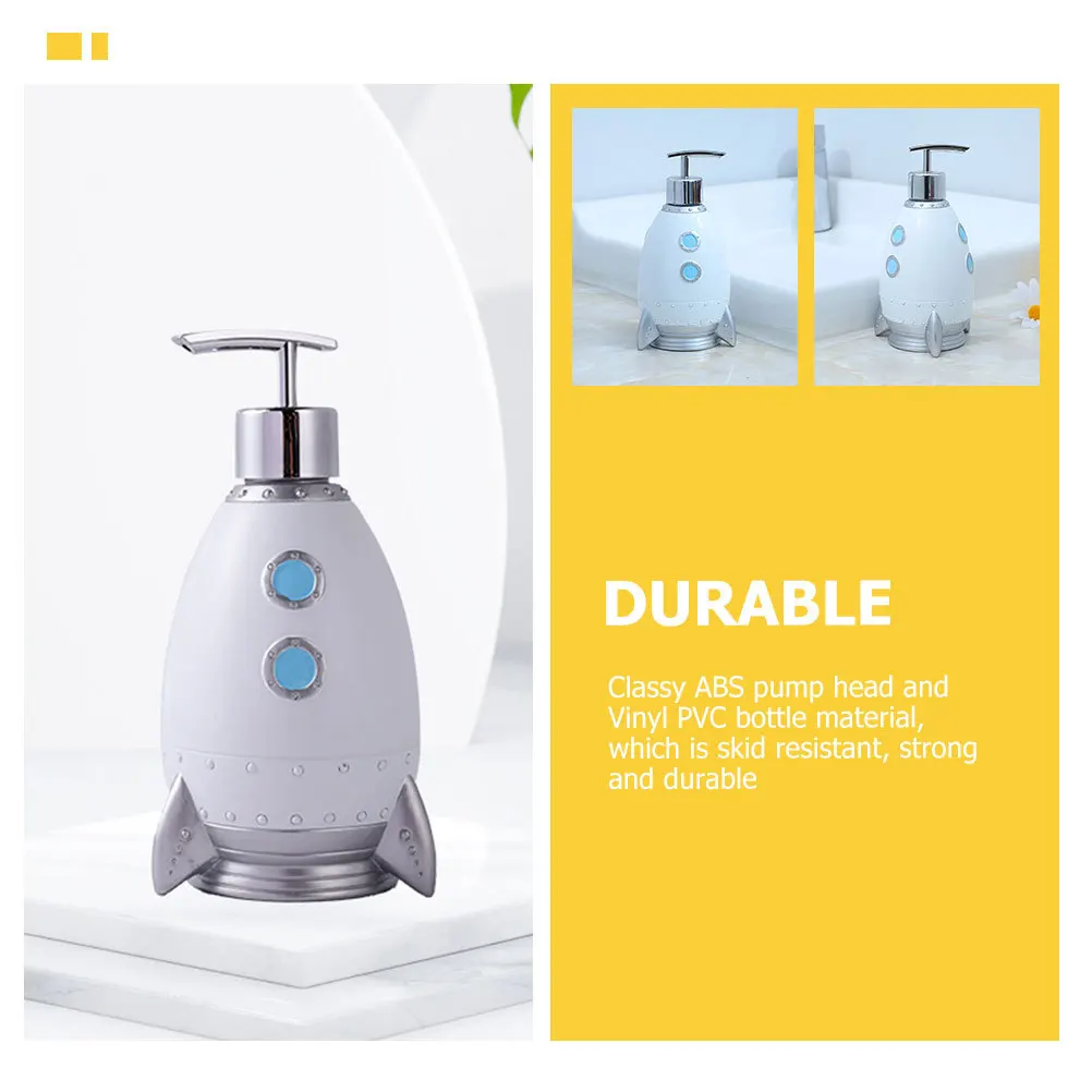 

Rocket Shape Shampoo Dispenser Refillable Bathroom Lotion Bottle ABS Pump Head Vinyl PVC Material Practical Decorative
