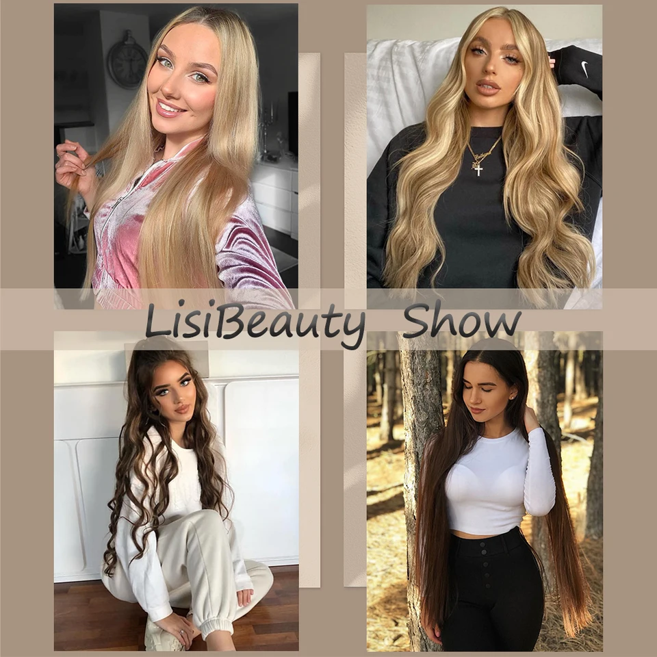 Extensiones de Cabello Sintético con 5 Clips, Lacio Largo, Negro, Marrón o Rubio, 80cm 6