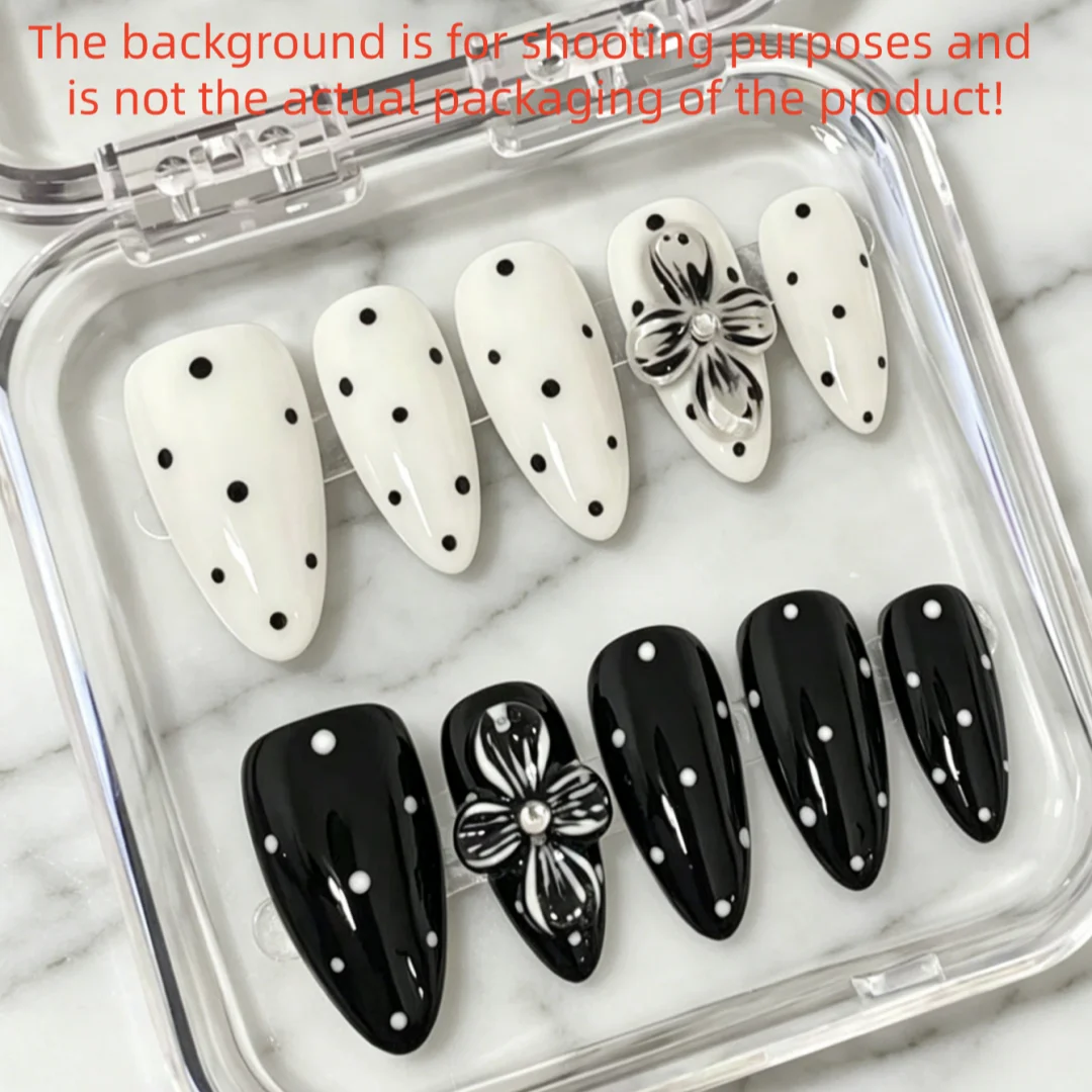 10pcs high-end Elegant Hepburn style, hand-painted three-dimensional decorative patterns, black and white pair design handmade