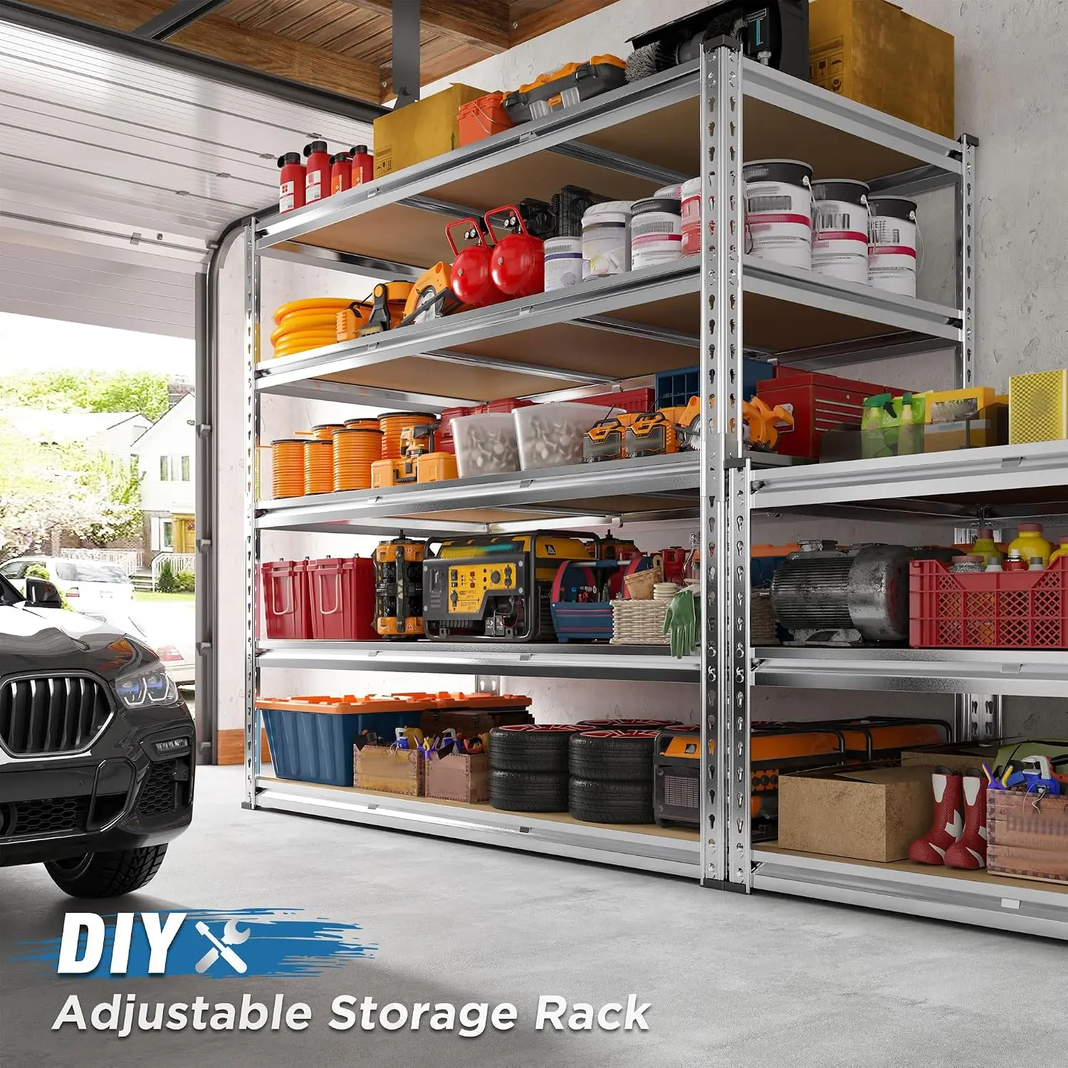 Garage Shelving, 5 Tier Storage Shelves Load 3020LBS, Adjustable Garage Shelving Heavy Duty, Metal Shelves Unit for, Customized